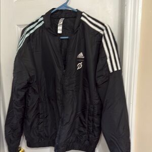 Adidas Black Jacket with White Stripes